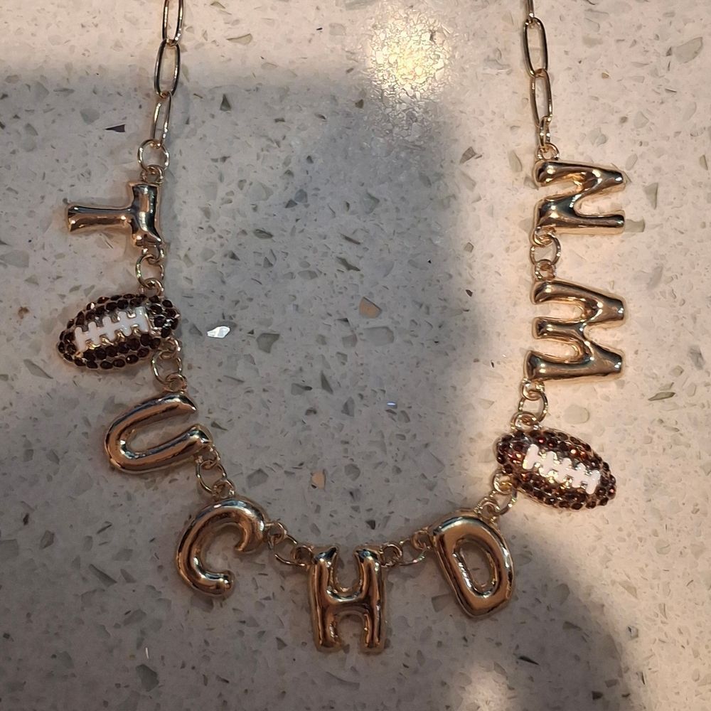 Gold Touchdown Football Necklace